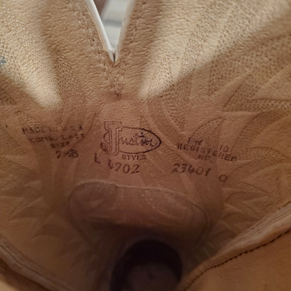 Justin Boots Cream Western Women's Shoes - Picture 9 of 9